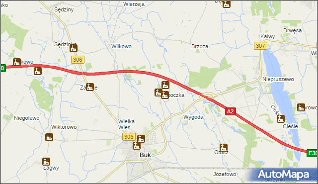 mapa Wysoczka gmina Buk, Wysoczka gmina Buk na mapie Targeo