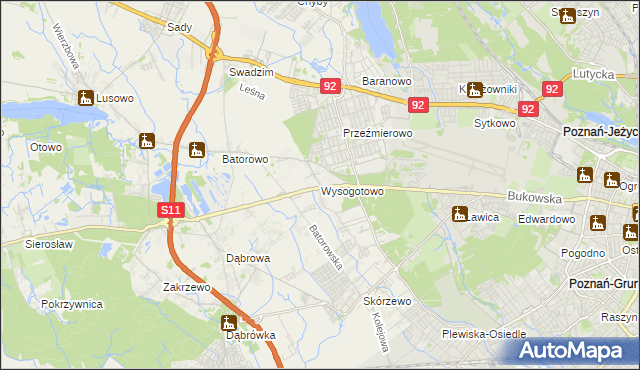 mapa Wysogotowo, Wysogotowo na mapie Targeo