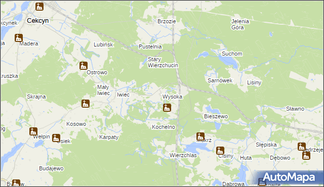 mapa Wysoka gmina Cekcyn, Wysoka gmina Cekcyn na mapie Targeo