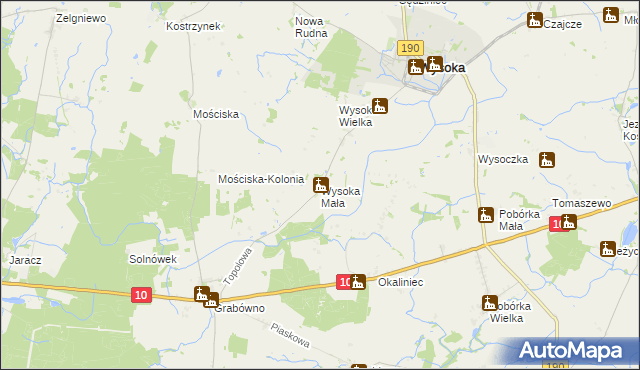 mapa Wysoka Mała gmina Wysoka, Wysoka Mała gmina Wysoka na mapie Targeo