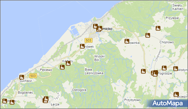 mapa Wysoki Bór, Wysoki Bór na mapie Targeo