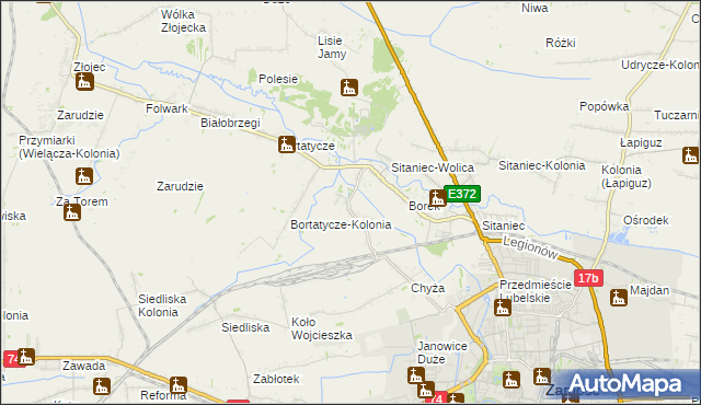 mapa Wysokie gmina Zamość, Wysokie gmina Zamość na mapie Targeo