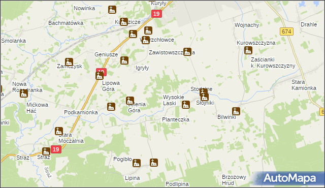 mapa Wysokie Laski, Wysokie Laski na mapie Targeo