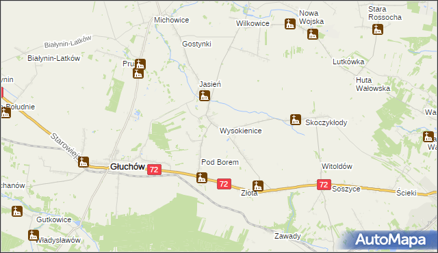 mapa Wysokienice, Wysokienice na mapie Targeo