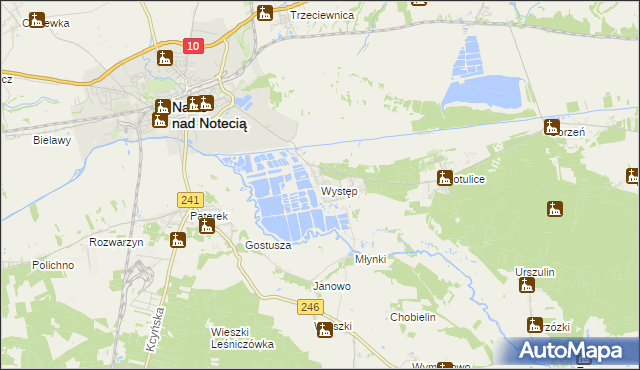 mapa Występ gmina Nakło nad Notecią, Występ gmina Nakło nad Notecią na mapie Targeo