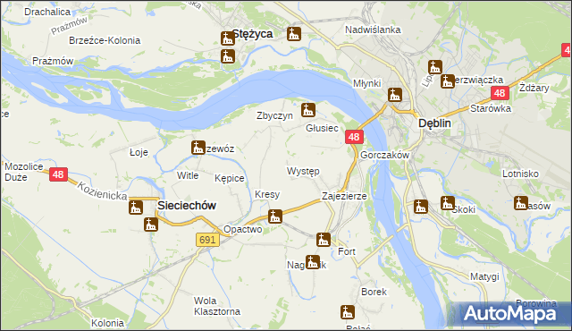 mapa Występ gmina Sieciechów, Występ gmina Sieciechów na mapie Targeo