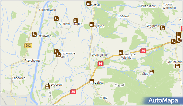 mapa Wyszęcice, Wyszęcice na mapie Targeo