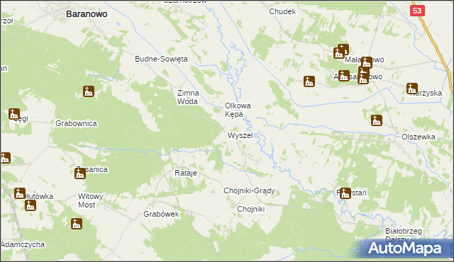 mapa Wyszel, Wyszel na mapie Targeo