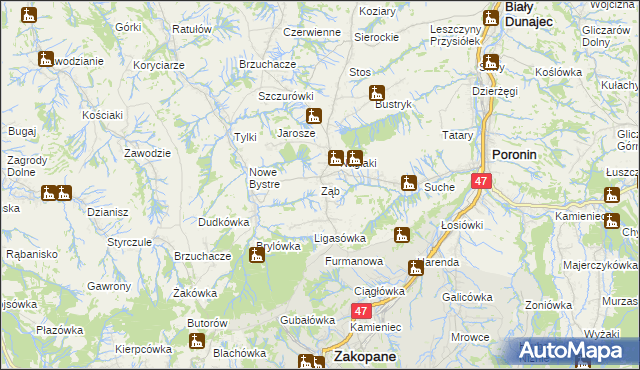mapa Ząb, Ząb na mapie Targeo
