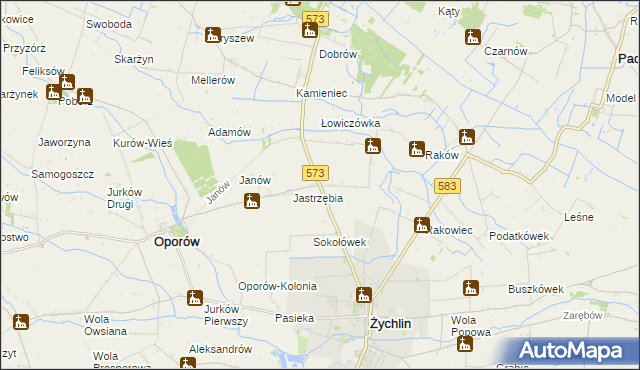mapa Żabików gmina Żychlin, Żabików gmina Żychlin na mapie Targeo