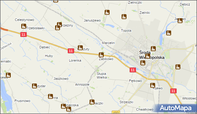 mapa Żabikowo, Żabikowo na mapie Targeo