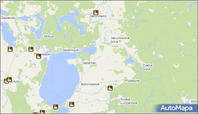 mapa Żabinka gmina Kruklanki, Żabinka gmina Kruklanki na mapie Targeo
