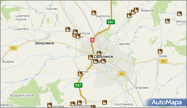 mapa Ząbkowice Śląskie, Ząbkowice Śląskie na mapie Targeo
