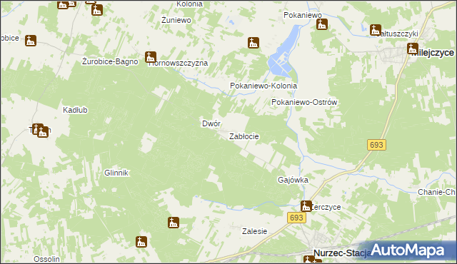 mapa Zabłocie gmina Nurzec-Stacja, Zabłocie gmina Nurzec-Stacja na mapie Targeo