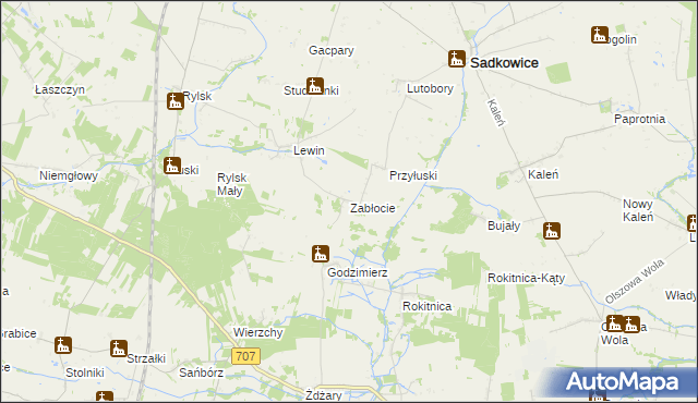 mapa Zabłocie gmina Sadkowice, Zabłocie gmina Sadkowice na mapie Targeo