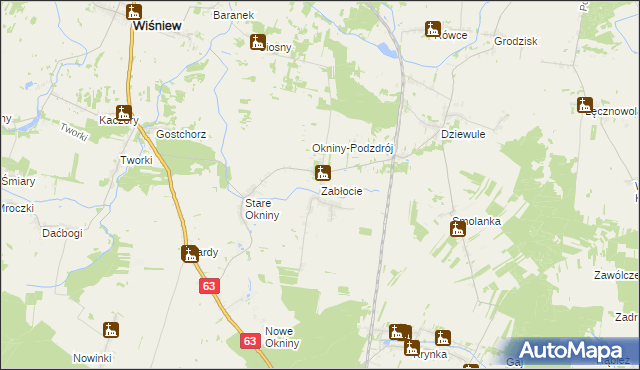 mapa Zabłocie gmina Wiśniew, Zabłocie gmina Wiśniew na mapie Targeo