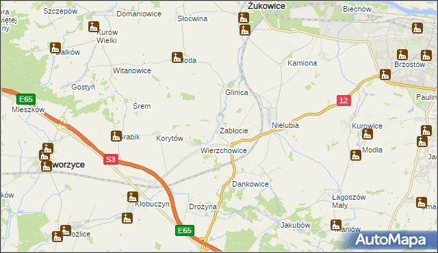 mapa Zabłocie gmina Żukowice, Zabłocie gmina Żukowice na mapie Targeo