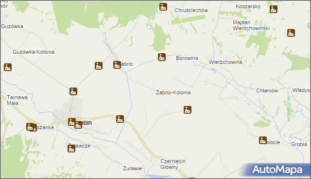 mapa Żabno-Kolonia, Żabno-Kolonia na mapie Targeo