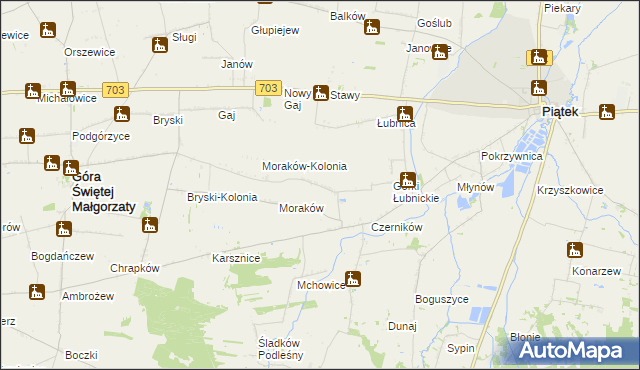 mapa Żabokrzeki gmina Piątek, Żabokrzeki gmina Piątek na mapie Targeo