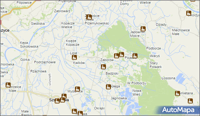 mapa Zaborów gmina Szczurowa, Zaborów gmina Szczurowa na mapie Targeo