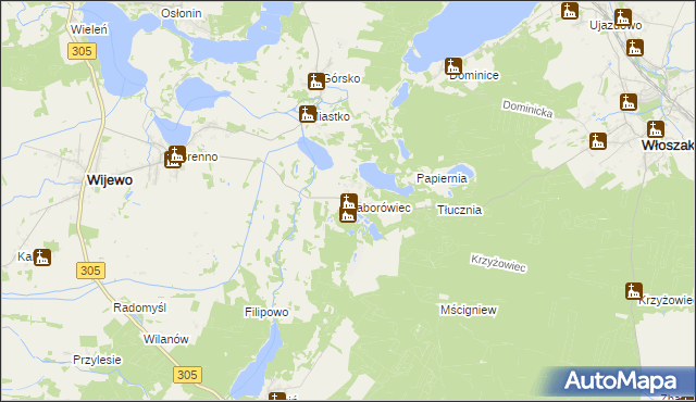 mapa Zaborówiec, Zaborówiec na mapie Targeo