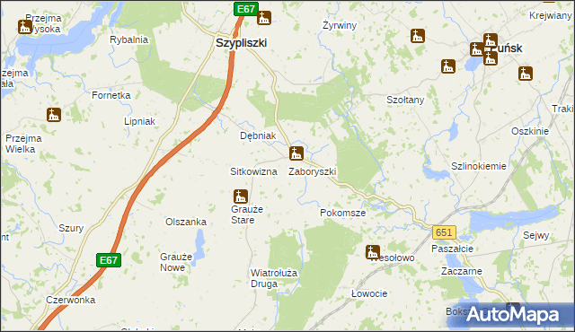 mapa Zaboryszki, Zaboryszki na mapie Targeo
