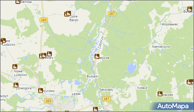 mapa Zaborze gmina Połczyn-Zdrój, Zaborze gmina Połczyn-Zdrój na mapie Targeo
