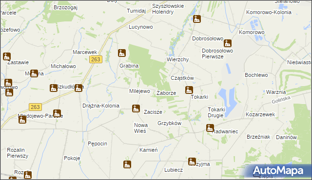 mapa Zaborze gmina Słupca, Zaborze gmina Słupca na mapie Targeo