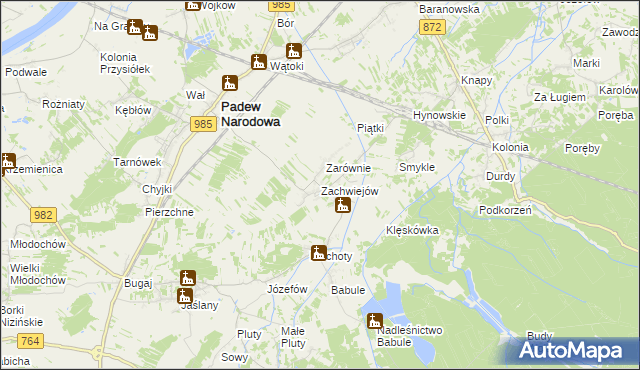 mapa Zachwiejów, Zachwiejów na mapie Targeo