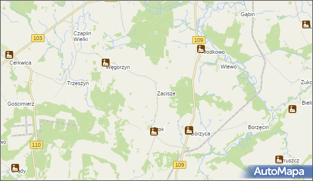 mapa Zacisze gmina Gryfice, Zacisze gmina Gryfice na mapie Targeo