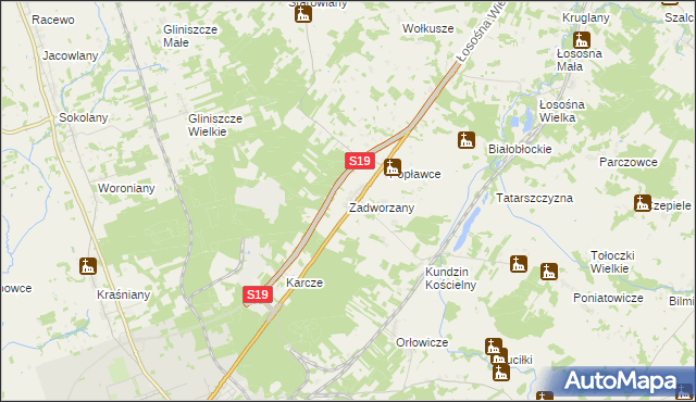 mapa Zadworzany, Zadworzany na mapie Targeo