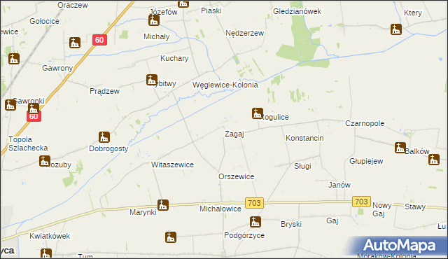 mapa Zagaj gmina Góra Świętej Małgorzaty, Zagaj gmina Góra Świętej Małgorzaty na mapie Targeo