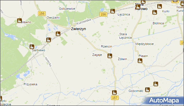 mapa Zagaje gmina Zwierzyn, Zagaje gmina Zwierzyn na mapie Targeo