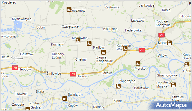 mapa Zagaje Książnickie, Zagaje Książnickie na mapie Targeo