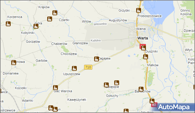 mapa Zagajew, Zagajew na mapie Targeo