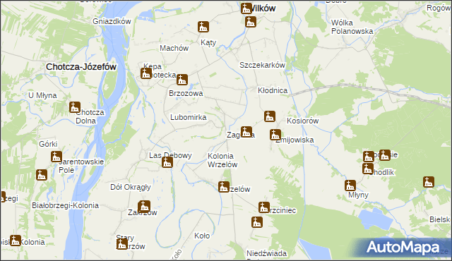 mapa Zagłoba gmina Wilków, Zagłoba gmina Wilków na mapie Targeo