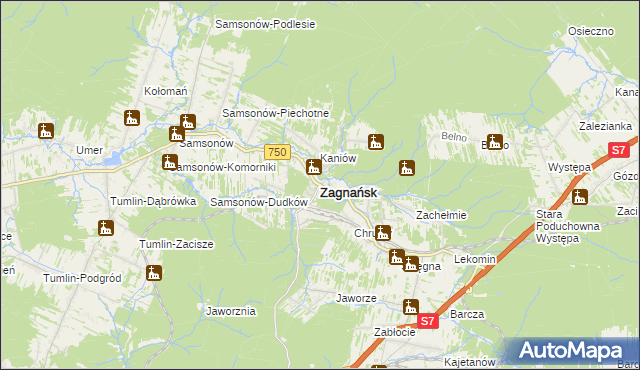 mapa Zagnańsk, Zagnańsk na mapie Targeo