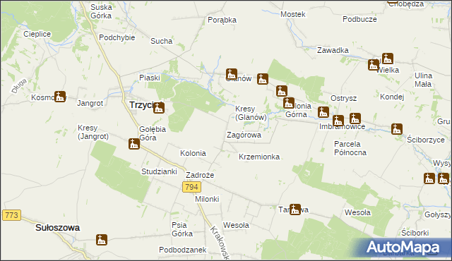 mapa Zagórowa, Zagórowa na mapie Targeo