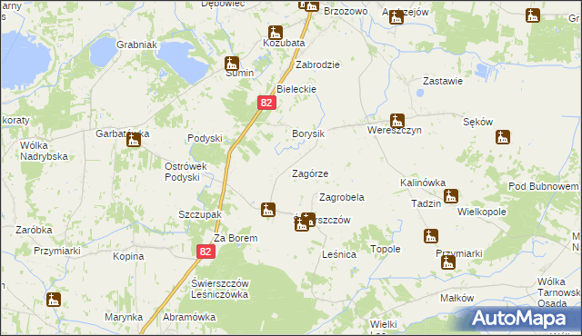 mapa Zagórze gmina Cyców, Zagórze gmina Cyców na mapie Targeo