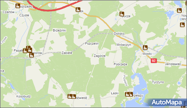 mapa Zagórze gmina Lubrza, Zagórze gmina Lubrza na mapie Targeo