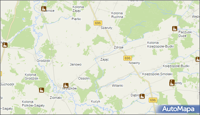 mapa Zając gmina Liw, Zając gmina Liw na mapie Targeo