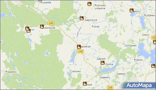 mapa Zajezierze gmina Łobez, Zajezierze gmina Łobez na mapie Targeo