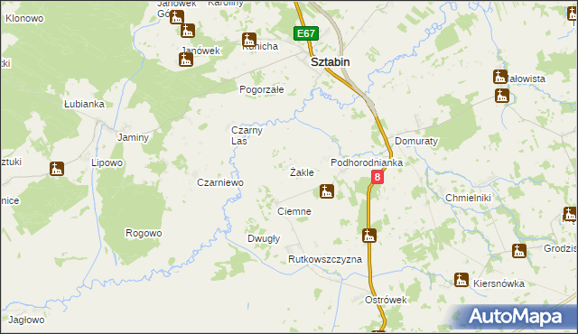 mapa Żakle, Żakle na mapie Targeo