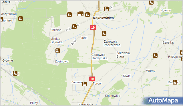 mapa Żakowola Radzyńska, Żakowola Radzyńska na mapie Targeo