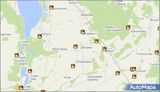 mapa Zakrzewo gmina Siedlec, Zakrzewo gmina Siedlec na mapie Targeo