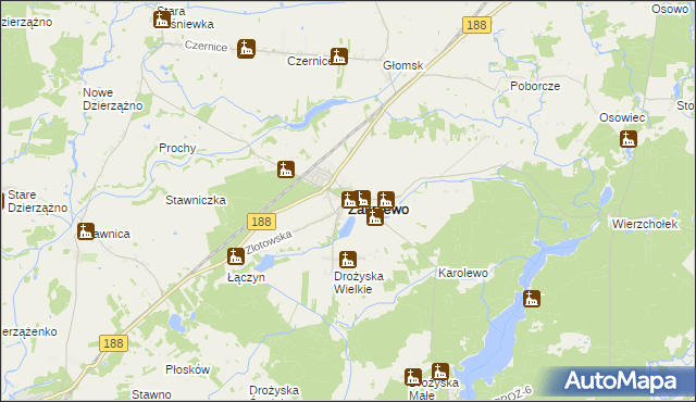 mapa Zakrzewo powiat złotowski, Zakrzewo powiat złotowski na mapie Targeo