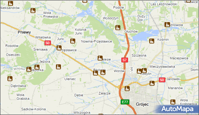 mapa Zalesie gmina Grójec, Zalesie gmina Grójec na mapie Targeo