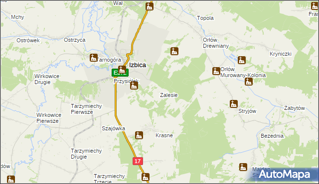 mapa Zalesie gmina Izbica, Zalesie gmina Izbica na mapie Targeo