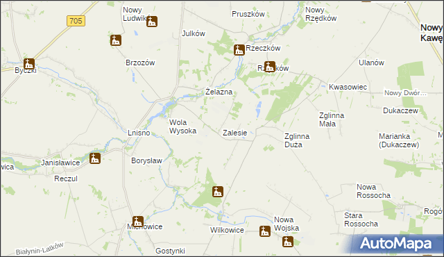mapa Zalesie gmina Skierniewice, Zalesie gmina Skierniewice na mapie Targeo