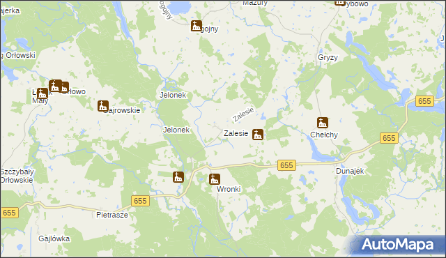 mapa Zalesie gmina Świętajno, Zalesie gmina Świętajno na mapie Targeo